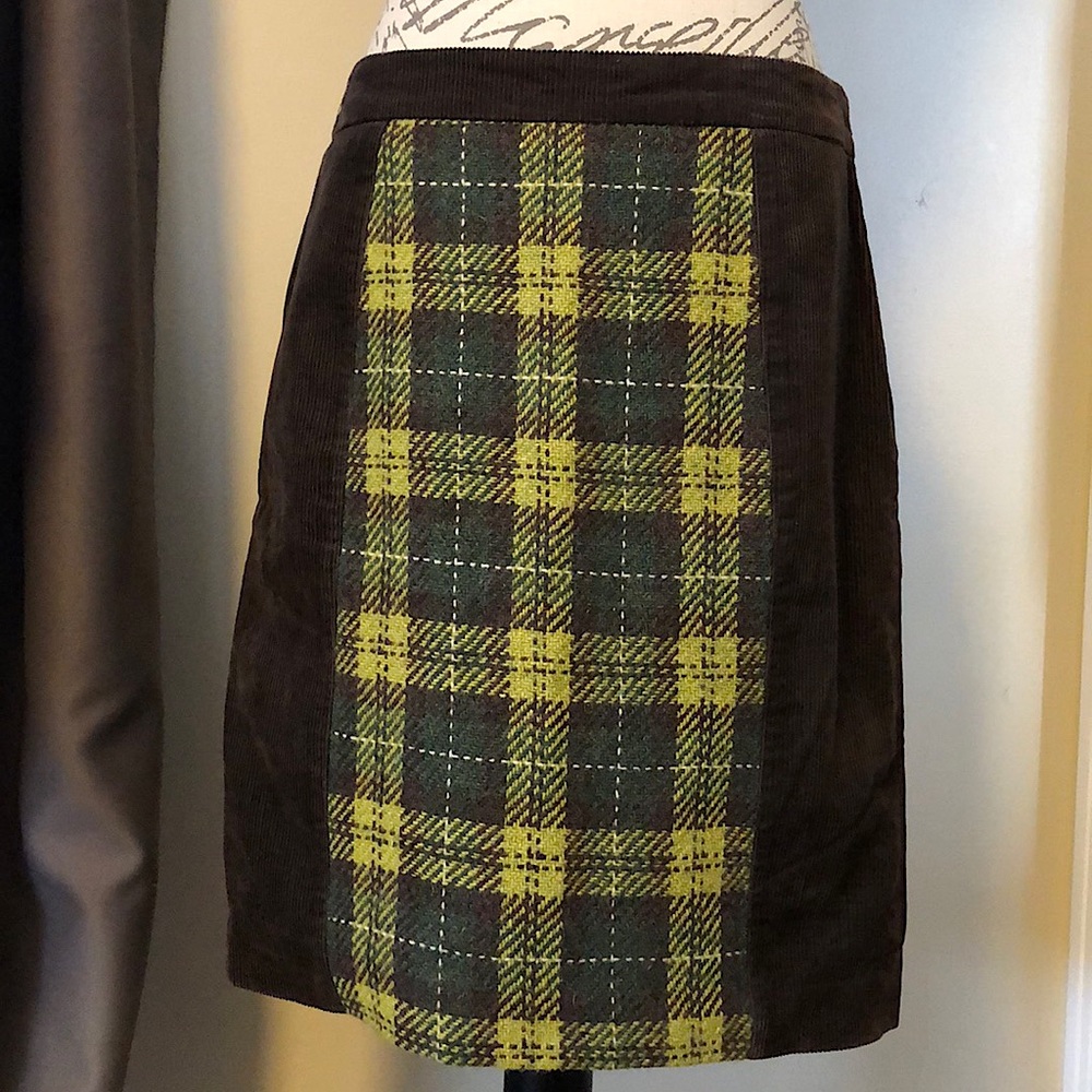 Maeve Corduroy/Plaid Skirt